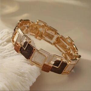 Elegant Gold and Brown Geometric Bracelet